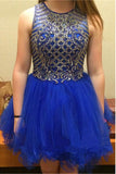 Sparkly Short Royal Blue Tulle Homecoming Dress For Teens K340