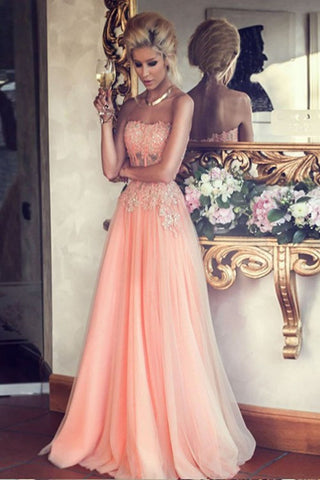 Pretty Pink Long Sweetheart Lace Beading Open Back Prom Dress K72