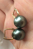 Black AAA 10-11mm Tahitian Pearl Earrings with 18K Gold Posts P17
