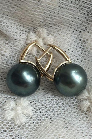 Black AAA 10-11mm Tahitian Pearl Earrings with 18K Gold Posts P17