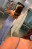 Chic Sequins Mermaid Long Prom Dress V-neck Formal Party Dress OK1313