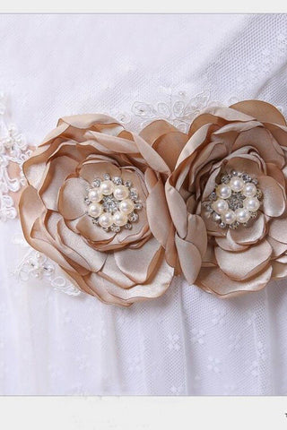 Bridesmaid Sash/Belt with Pearls Flower Girl Sashes Rustic Stones Wedding Belt Bridal Flower Sash BS1