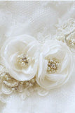 Flower Wedding Belt Lace Applique Floral Bridal Sashes with Pearls BS10