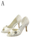 Ivory Lace High Heel Peep Toe Beautiful Wedding Shoes S13