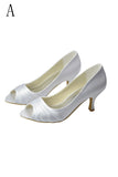 White Peep Toe High Heel Handmade Comfy Wedding Shoes S23