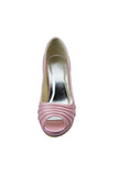 Pretty Pink Peep-toe High Heel Simple Satin Wedding Shoes S3