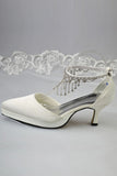 Handmade Beautiful Ankle Strap Prom Shoes With Beads S35