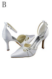 Pointed Toe Beaded Ankle Strap Wedding Shoes S44