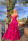 Off the Shoulder A Line Long Prom Dress Chic Formal Evening Dress OK1068