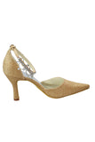Gold Sequins Shiny Gorgeous Sparkly Ankle Strap Shoes For Women S75