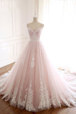 Pink Tulle Prom Dresses with Lace Appliques, A Line Formal Evening Party Dresses OKJ50