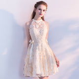Cute A-Line Lace Short High Neck Homecoming Dresses,Sweet 16 Dress OKC60