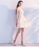 Cute A-Line Lace Short High Neck Homecoming Dresses,Sweet 16 Dress OKC60