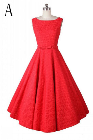 Modest Elegant Beautiful Red High Low Vintage Dress For Sale V3