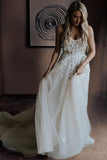 A Line Tulle Appliques Lace Corset A-line Bridal Dress Tulle Skirt OK1293