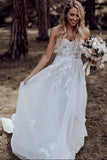 A Line Tulle Appliques Lace Corset A-line Bridal Dress Tulle Skirt OK1293