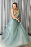 A-Line Spagahetti Straps Sweetheart Beades Long Prom Dress Formal Evening Dress OK1376