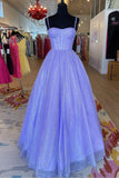Lavender A Line Spaghetti Straps Long Prom Dresses, Formal Evening Dresses OK1823
