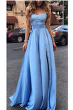 Blue Sexy Evening Formal Dress,Lace A Line Prom Gowns Long Charming Prom Dress OK179