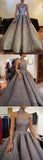 Sparkle High-Neck Long Prom Dress,Gorgeous Ball Gown OKE53