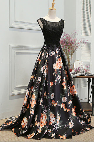 Stylish Prom Dresses,Long Prom Dress,Floral Prom Dresses,Printed Prom Dress,Formal Evening Dress