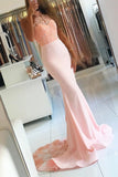 Sexy Backless Mermaid Satin Prom Dresses with Train,Long Open Back Evening Dress OK120