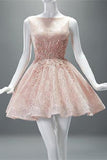 Gorgeous A-line Short Lace Sleeveless Homecoming Dresses K435