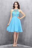 Classy A-line Short Chiffon Light Blue Homecoming Dress K584