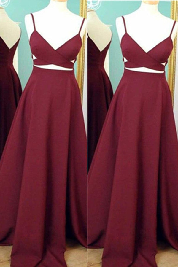 Simple High Quality Cheap Burgundy Long A-line Prom Dress K632
