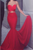 Sexy Simple Red Mermaid High Quality Sweetheart Prom Dress K648
