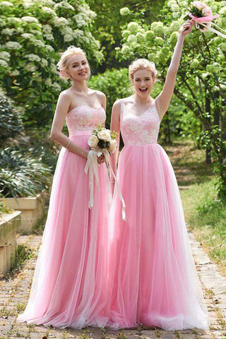 Elegant Bridesmaid Dress,Pink Bridesmaid Dresses,Tulle Bridesmaid Dress,Long Bridesmaid Dresses,Bridesmaid Dress For Wedding