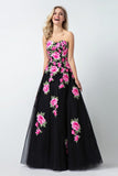 Flower Appliques Prom Dress