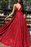 Shinning Red A Line Long Prom Dress Pageant Dance Dress Back To School Party Gown OK1143