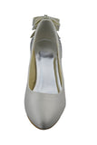 Ivory Classy Satin Beading Low Heel Close Toe Wedding Shoes S128