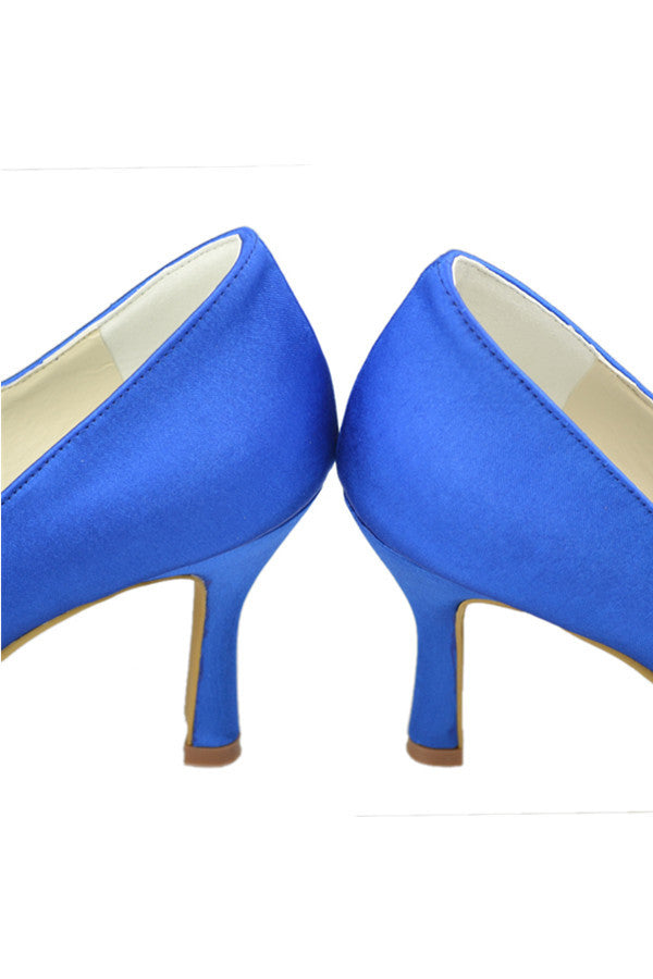 Simple Blue Satin Cheap Handmade Mary Jane Shoe S97