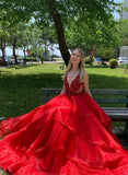 Red A-line Long Prom Dress Formal Dress Evening Dress Dance Dress School Party Gown OKX58