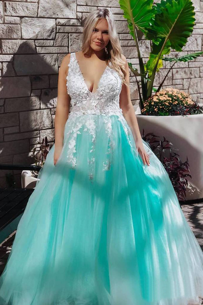 Stunning Lace Applique Ball Gown Long Ball Gown Prom Dress Quinceanera Dress OKN86