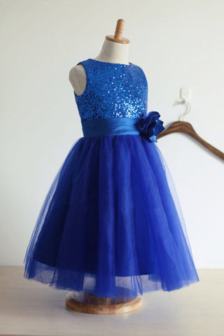 Royal Blue Flower Girl Dress,Sequin Flower Girl Dresses,Tulle Flower Girl Dresses