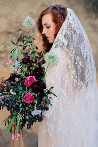 All Over Lace Unique Mantilla Church Bridal Veils WV19
